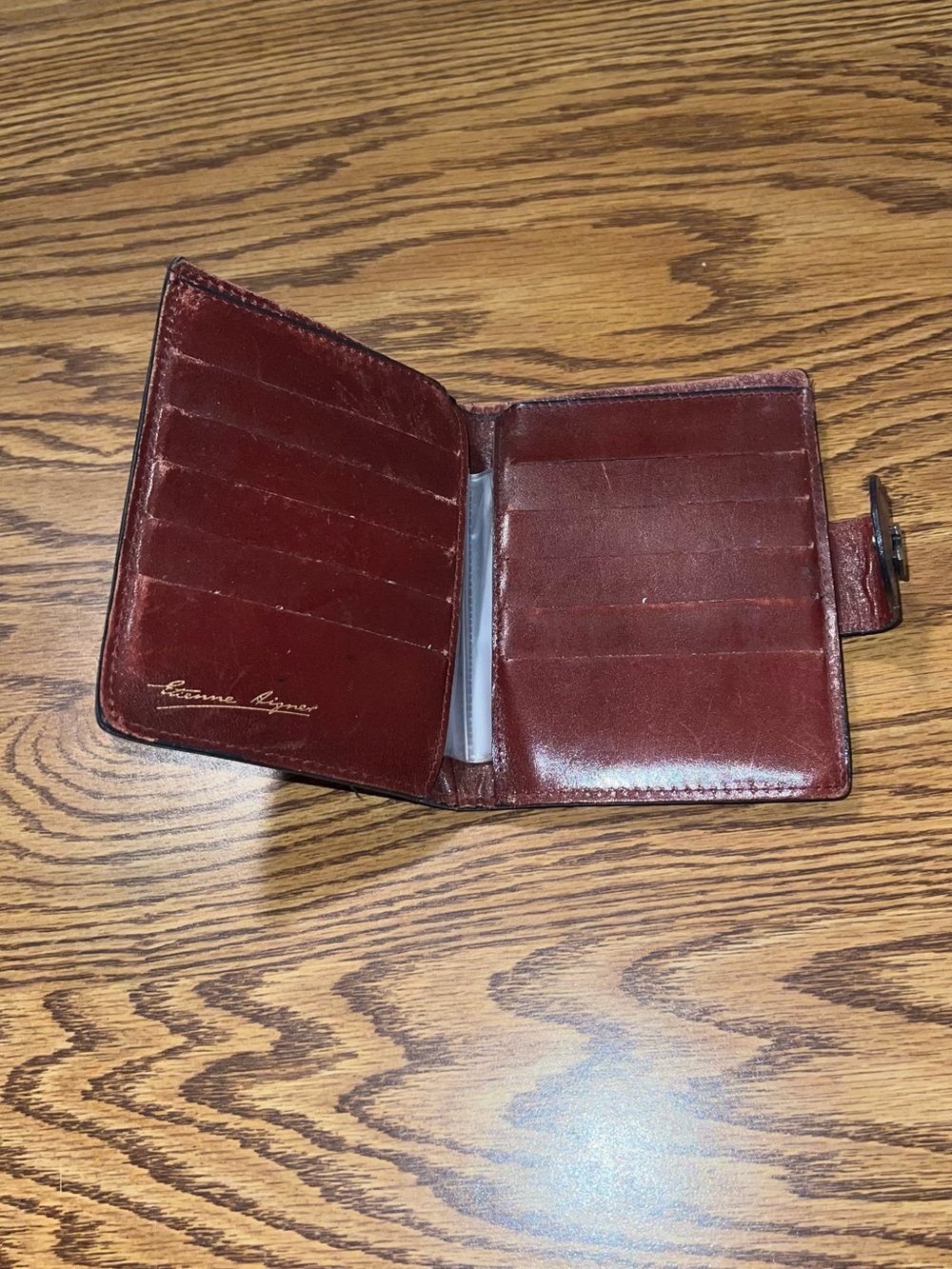 Etienne Aigner Burgundy Leather Snap Wallet - Picture 6 of 10